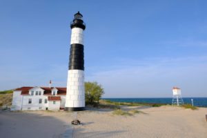 Big Sable Point Lighthouse in dunes, built in 1867, Lake Michigan, MI, USA