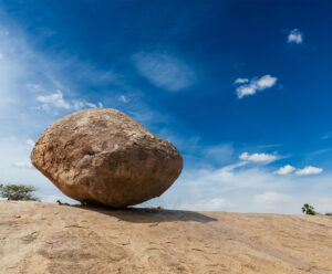 Krishna's butterball - balancing giant natural rock - Ghoomnaphirna